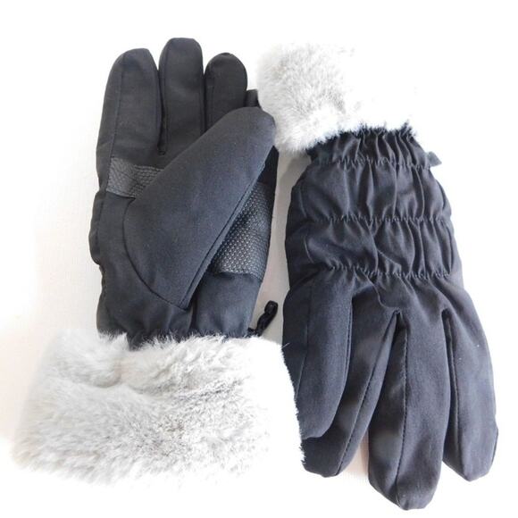 Surell Womens Black Faux Fur Trim Gloves Size Small New - Picture 1 of 7